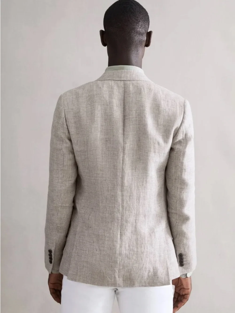 Reiss Blazer Angel Slim Fit Puppytooth Blazer Oatmeal Beige size 40